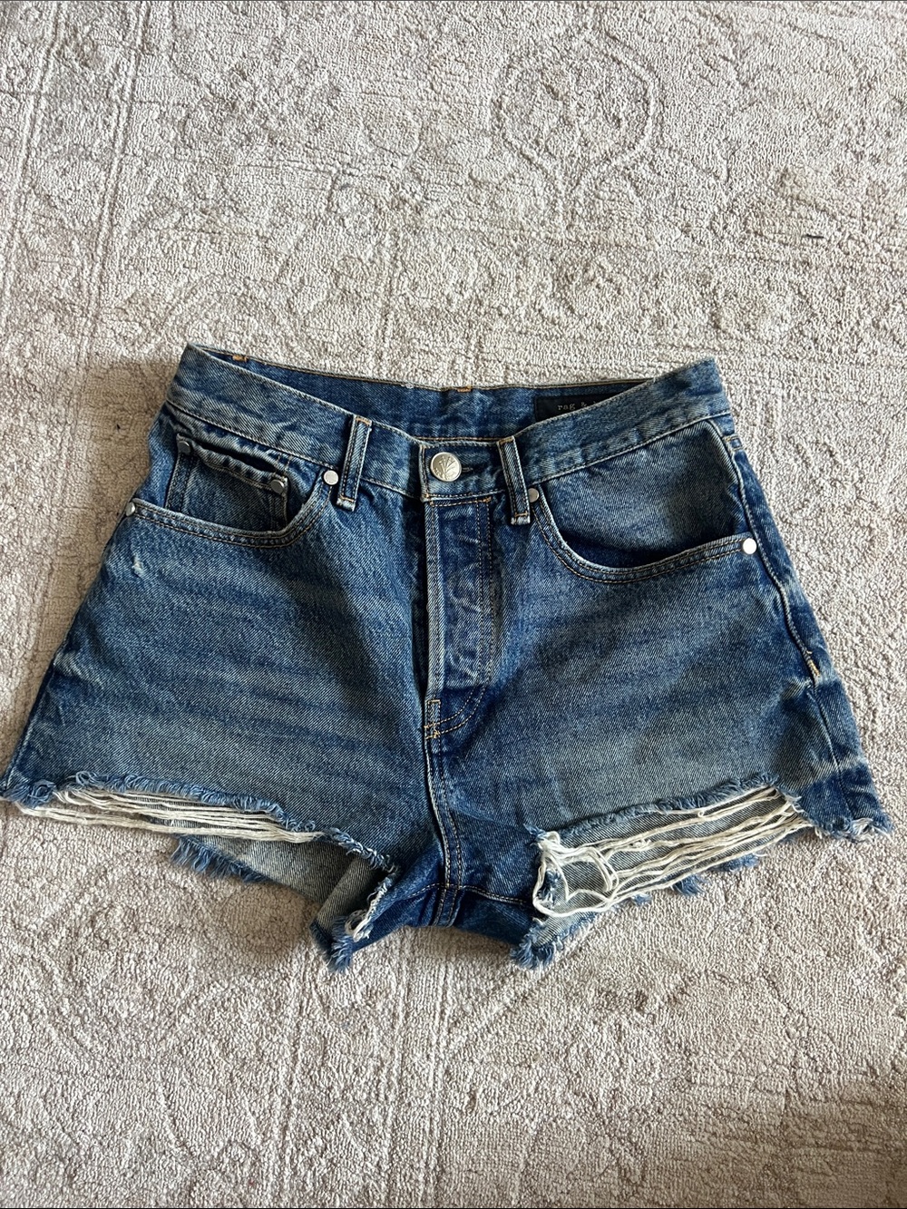 Rag and Bone Maya Short High-Rise Distressed Denim Shorts - Blue